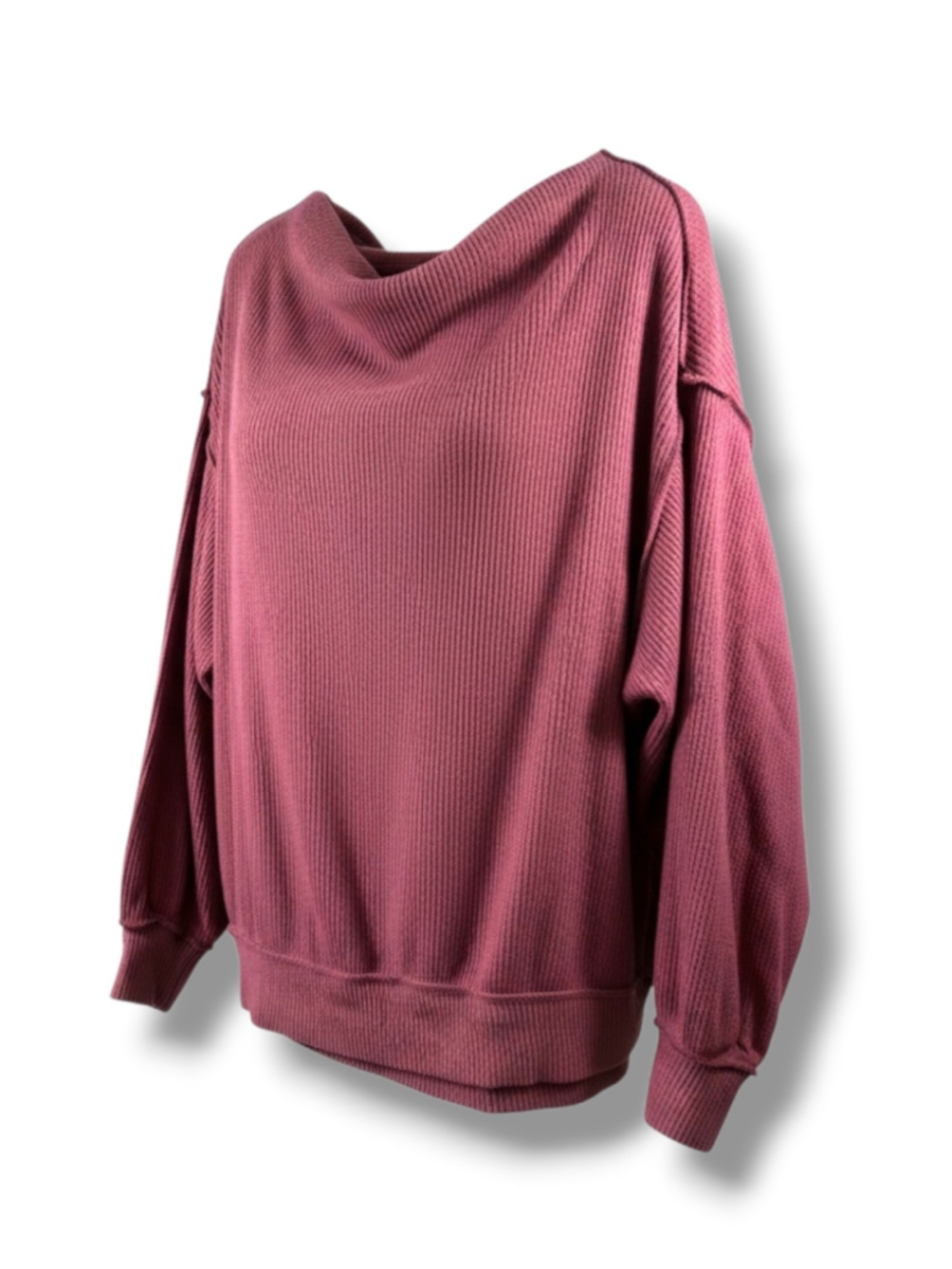 We The Free Waffle Knit Sweatshirt in Mauve Pink Size S
